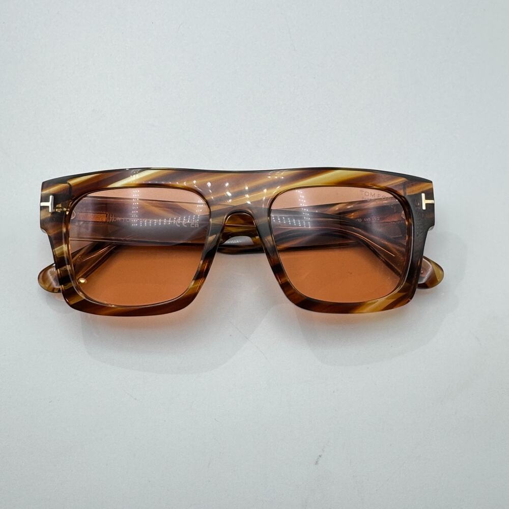 Tom Ford Sunglasses FAUSTO TF711 53E Havana Square Frame Photochromic Lens 53mm